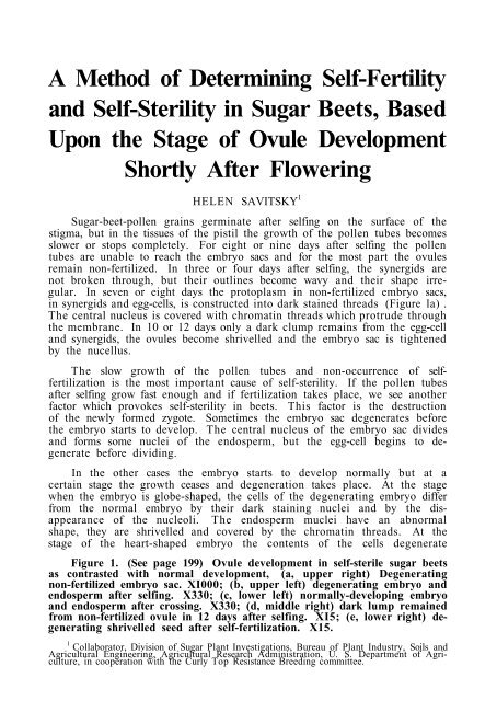 A Method of Determining Self-Fertility and Self-Sterility in Sugar ...