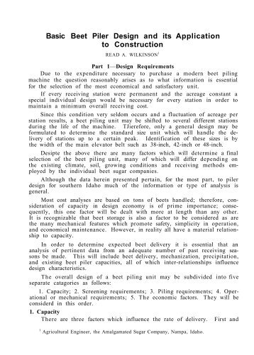 Basic Beet Piler Design and its Application to Construction - ASSBT ...