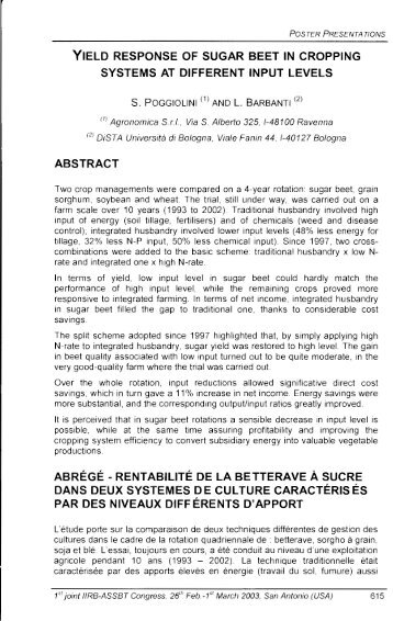 yield response of sugar beet in cropping systems at different input ...