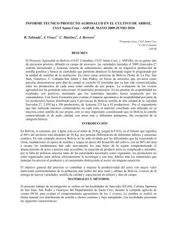 Informe tecnico_Bolivia arroz_jun 2010.pdf - AgroSalud