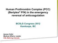 Human Prothrombin Complex (PCC) (BeriplexÂ® P/N) in the ...