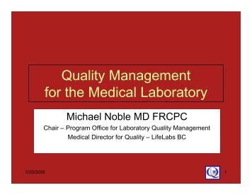 Quality Management for the Medical Laboratory - the British ...