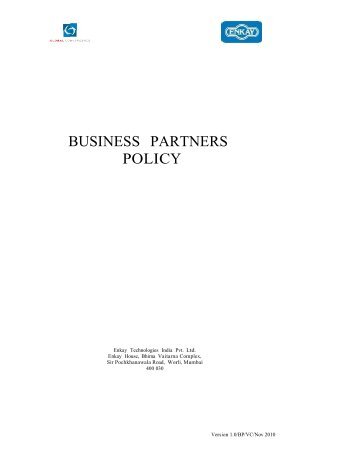 BUSINESS PARTNERS POLICY - Enkay Technologies (India)