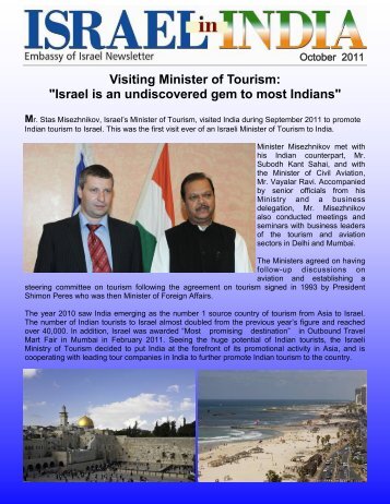 ISRAEL in INDIA October 2011 - Israeli Missions Around The World
