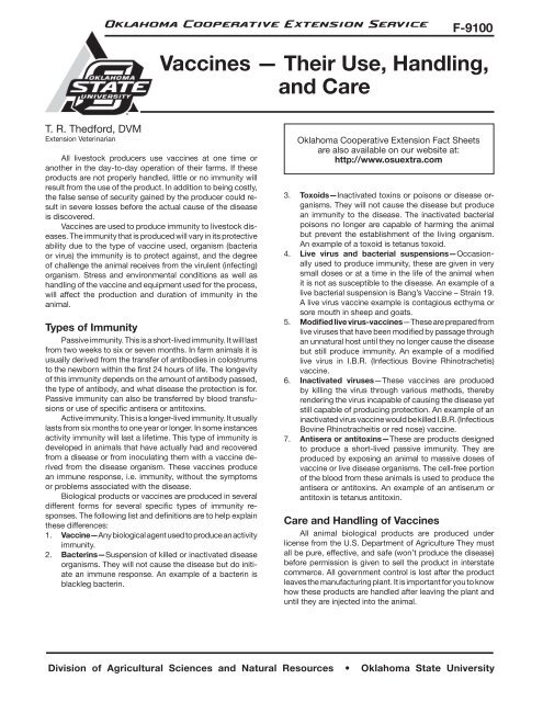 Their Use, Handling, and Care - OSU Fact Sheets - Oklahoma State ...