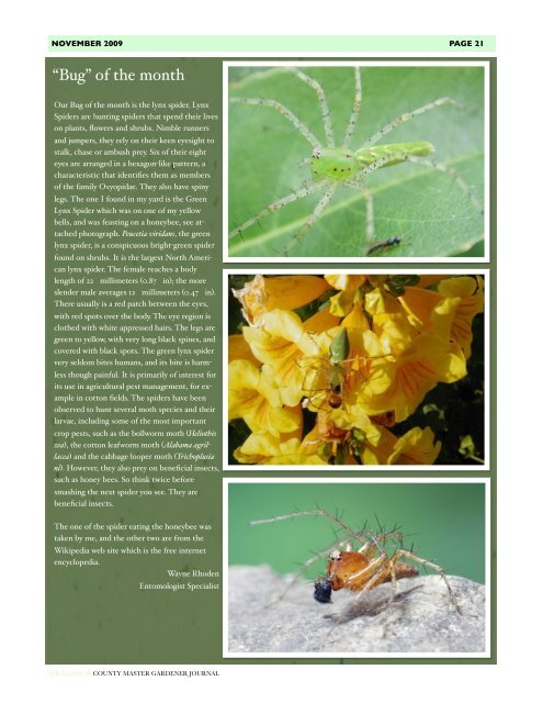 November 2009 Journal - Texas Master Gardeners Association