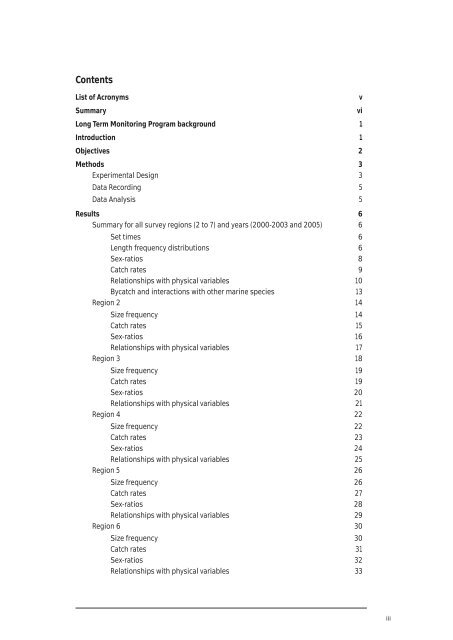 Summary of spanner crab (Ranina ranina) survey results: 2000-2005