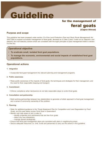 Guideline for the management of feral goats - Department of Primary ...