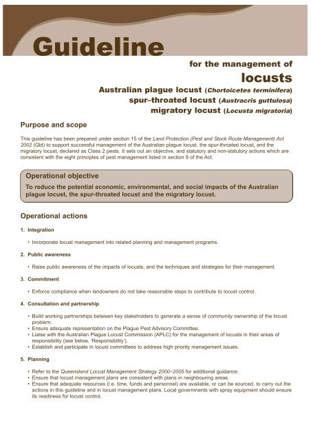 Guideline for the management of locusts - Queensland Government