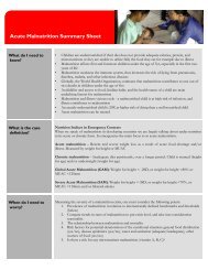 Acute Malnutrition Summary Sheet - Save the Children