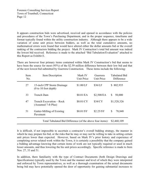 Forensic Audit Report-WPCA Phase IV, Part B. Contract ... - Trumbull