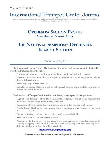 Orchestra Section Profile - International Trumpet Guild