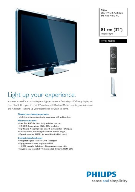 32PFL7603D/12 Philips LCD TV with Ambilight and Pixel Plus 3 HD
