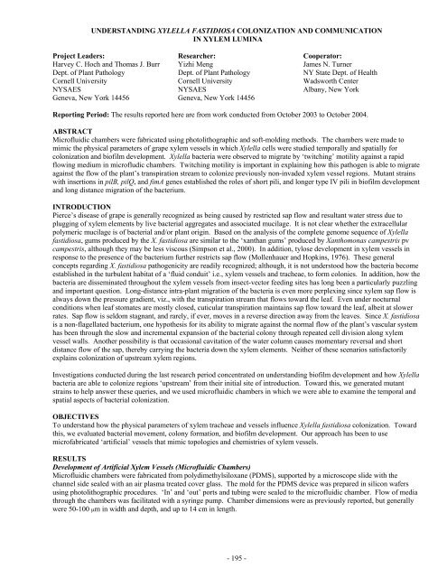 Impact Of Host Plant Xylem Fluid On Xylella Fastidiosa Multiplication ...