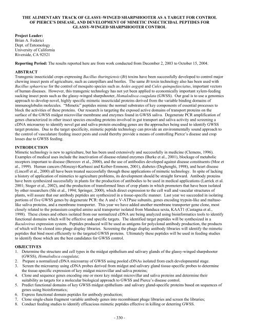 Impact Of Host Plant Xylem Fluid On Xylella Fastidiosa Multiplication ...