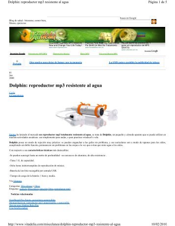 Dolphin: reproductor mp3 resistente al agua - Saytes