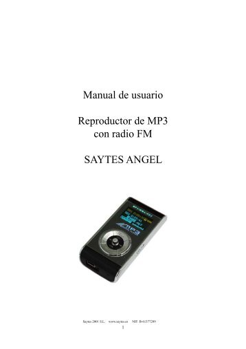 Manual de usuario Reproductor de MP3 con radio FM SAYTES ...