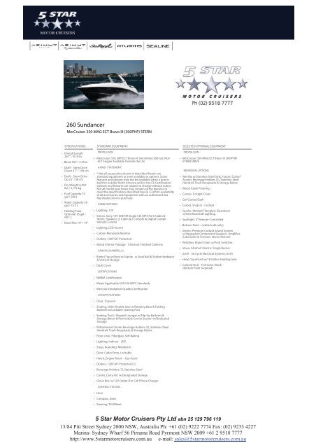 Technical Details - 5 Star Motor Cruisers