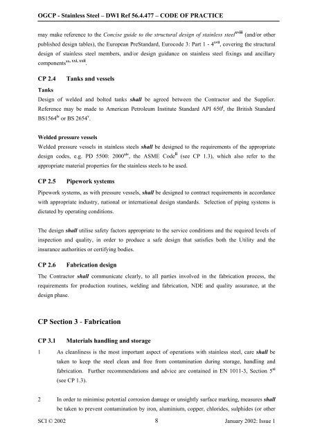 Operational guidelines and code of practice for stainless steel