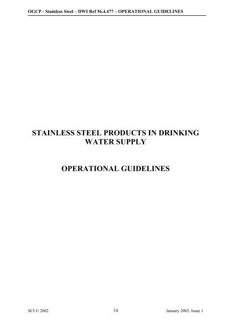 Operational guidelines and code of practice for stainless steel