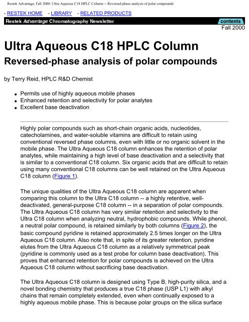 Allureâ¢ Acidix HPLC Column - Chromtech.com.au