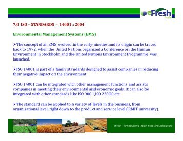 7.0 ISO â STANDARDS - 14001 : 2004 Environmental ... - Efresh India