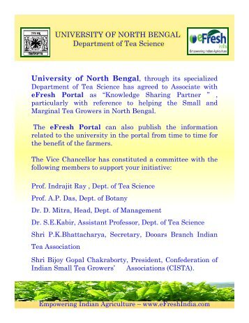 UNIVERSITY OF NORTH BENGAL Department of Tea ... - Efresh India