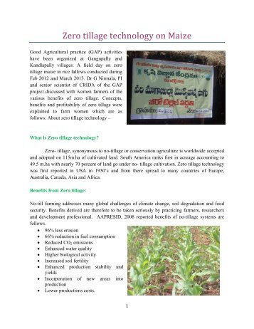 Zero tillage technology on Maize - Efresh India