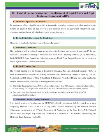 10. Central Sector Scheme for Establishment of Agri ... - Efresh India