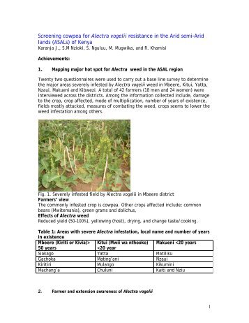 Screening cowpea for Alectra vogelii resistance in the Arid semi-Arid ...