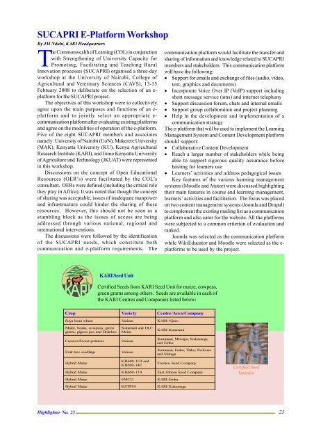 January - June 2008 - Kenya Agricultural Research Institute