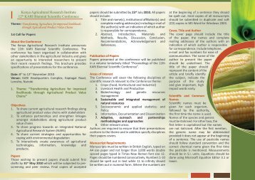Call for Papers - Kenya Agricultural Research Institute