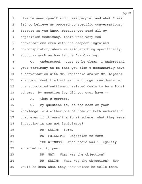 Deposition of Scott Rothstein re - Trustee Services