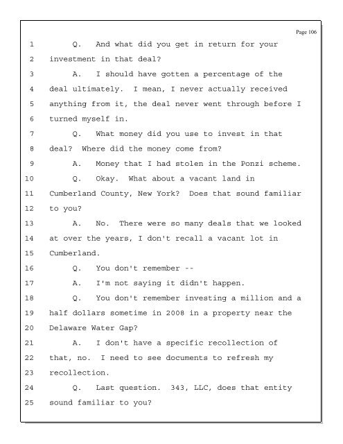 Deposition of Scott Rothstein re - Trustee Services