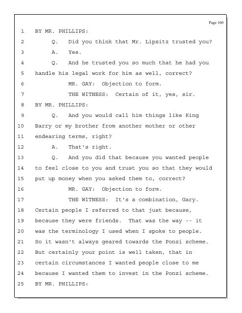 Deposition of Scott Rothstein re - Trustee Services