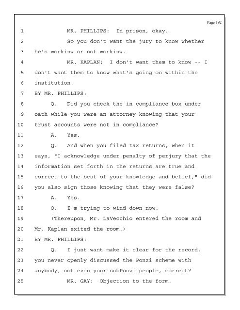 Deposition of Scott Rothstein re - Trustee Services