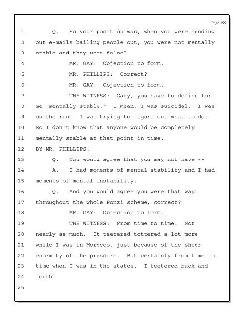 Deposition of Scott Rothstein re - Trustee Services