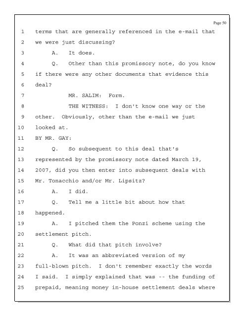 Deposition of Scott Rothstein re - Trustee Services