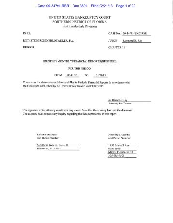 Case 09-34791-RBR Doc 3891 Filed 02/21/13 ... - Trustee Services