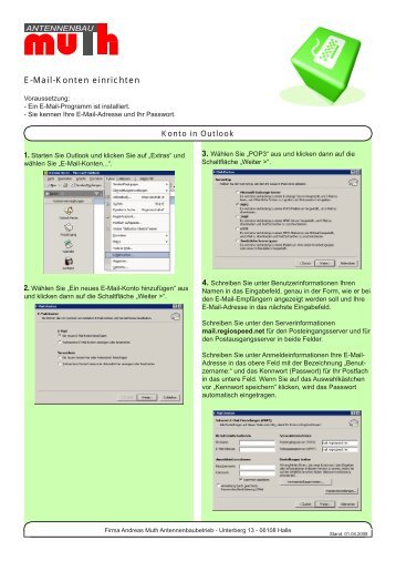 E-Mail-Konten einrichten - Regiospeed.net