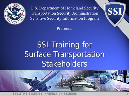 Sensitive Security Information - Transportation Security Administration