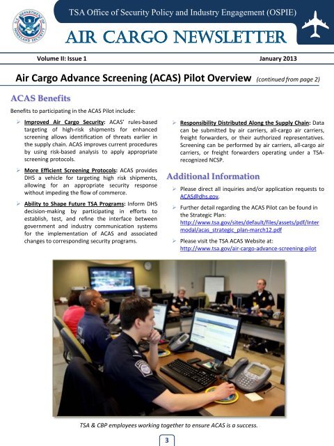 AIR CARGO NEWSLETTER - Transportation Security Administration