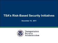 Risk-Based Security Brief - Transportation Security Administration