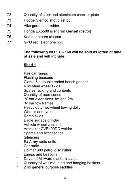 sale information - Thimbleby & Shorland