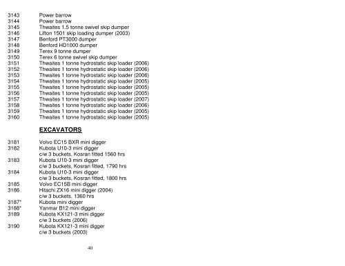 CONTRACTORS PLANT AND EQUIPMENT READING AUCTION