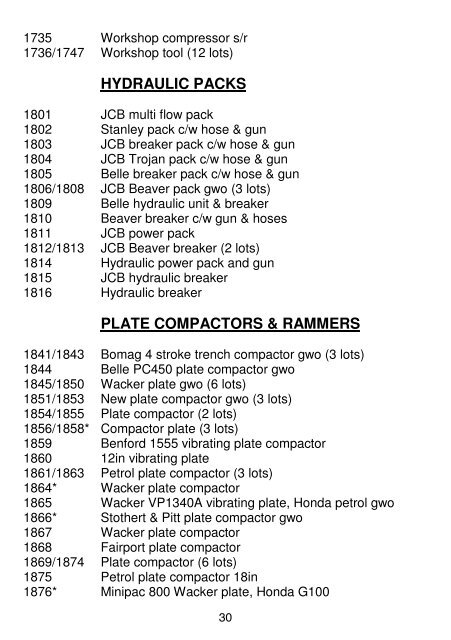 COnTRaCTORs PlanT and eQUiPMenT Reading aUCTiOn