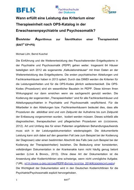 Bielefelder Algorithmus zur Identifikation einer Therapieeinheit (BAIT© EP+PS)