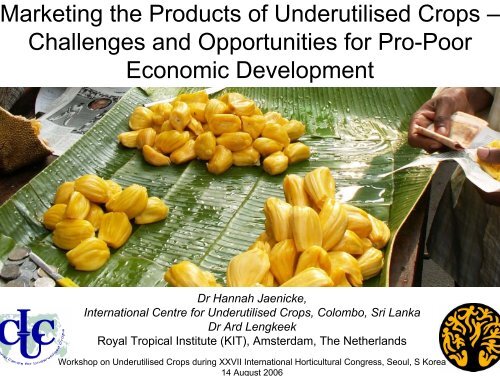 Marketing the Products of Underutilised Crops â Challenges and ...