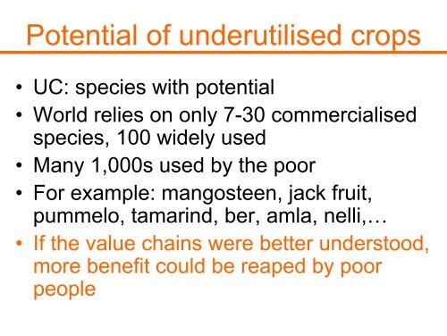 Marketing the Products of Underutilised Crops â Challenges and ...