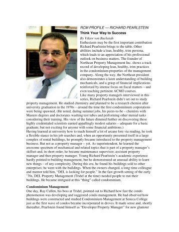 Richard Pearlstein - Association of Condominium Managers of Ontario
